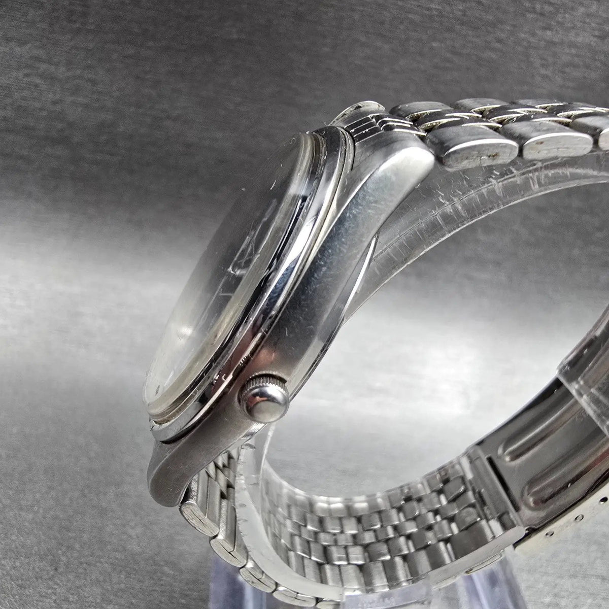 Seiko SQ Watch Men 35mm Black Dial Silver Tone Daydate Round 5Y23-8040 New Batt2