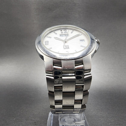 ESQ Daydate Watch Men 37mm White Dial Stainless Steel E5312 Round PARTS6