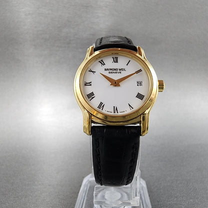 Raymond Weil Watch Women 24mm White Dial Gold Dial Date 5369 New Battery5