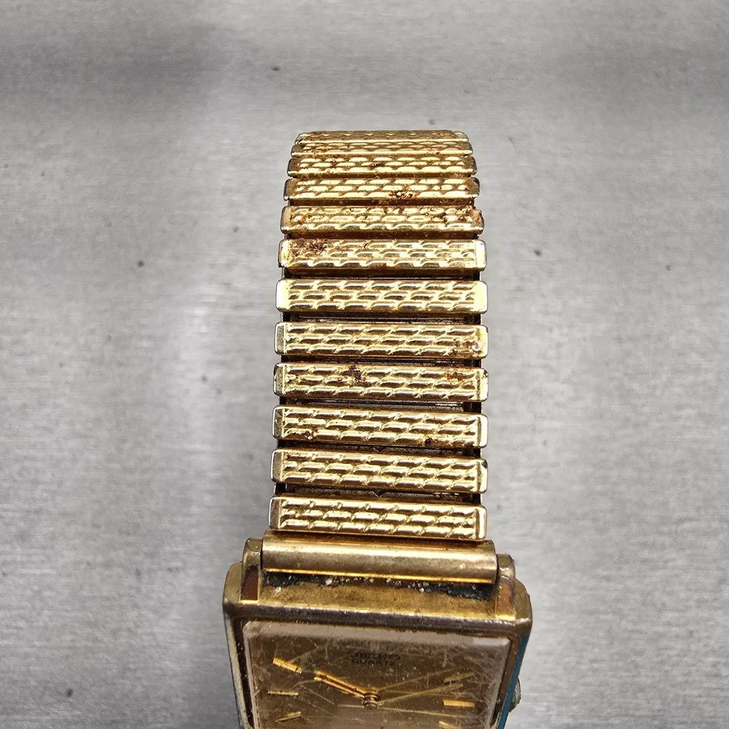 Seiko Watch Men 24mm Gold Dial Gold Tone Rectangle 2C21-5180 New Battery Vintage4
