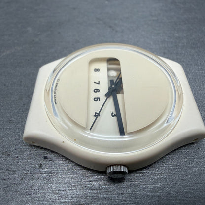 Swatch Screen Watch Men 34mm Beige Dial Beige Tone Round GW117 New battery5