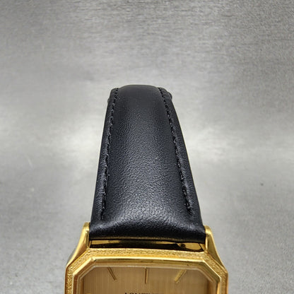 Longines Tank Watch Men 28mm Gold Dial Gold Tone Date Rectangle New Battery VTG4