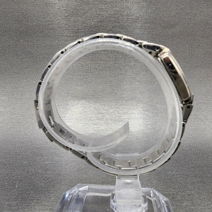 VTG Seiko Watch Women 16mm Blue Dial Silver Tone Rectangle 1N00-0GA0 New Battery