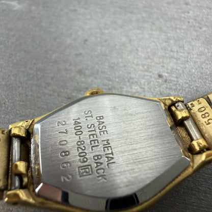 Seiko Watch Women 18mm Gold Dial Gold Tone Oval 1400-8209 New Battery Vintage9