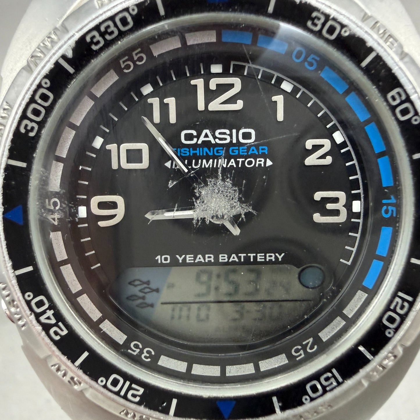 Casio Fishing Gear Watch Men 40mm Black Dial Steel Analog Digital AMW-700 NewBat1