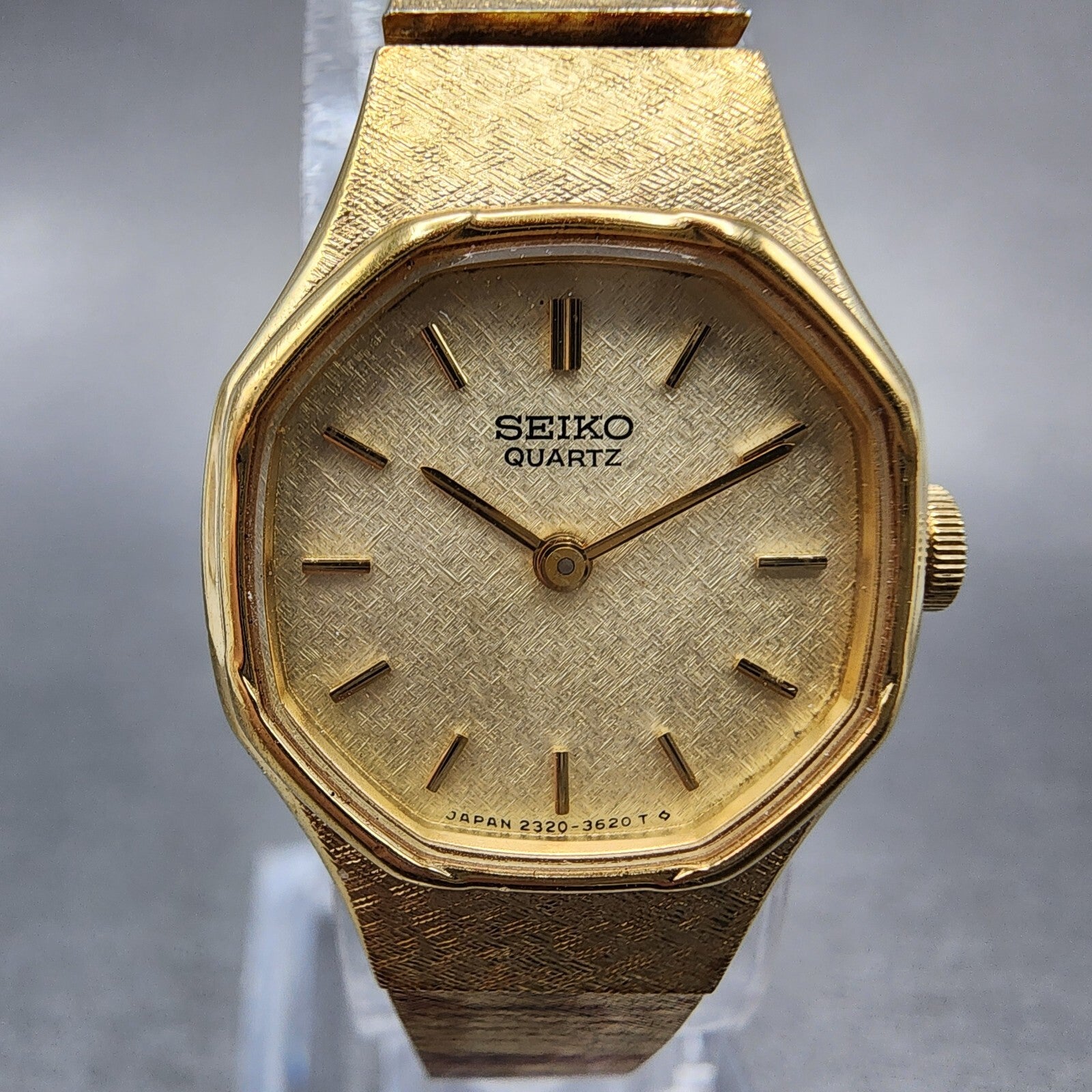 Seiko Watch Women 19mm Champagne Dial Gold Tone Octagon 23206810 New Battery1