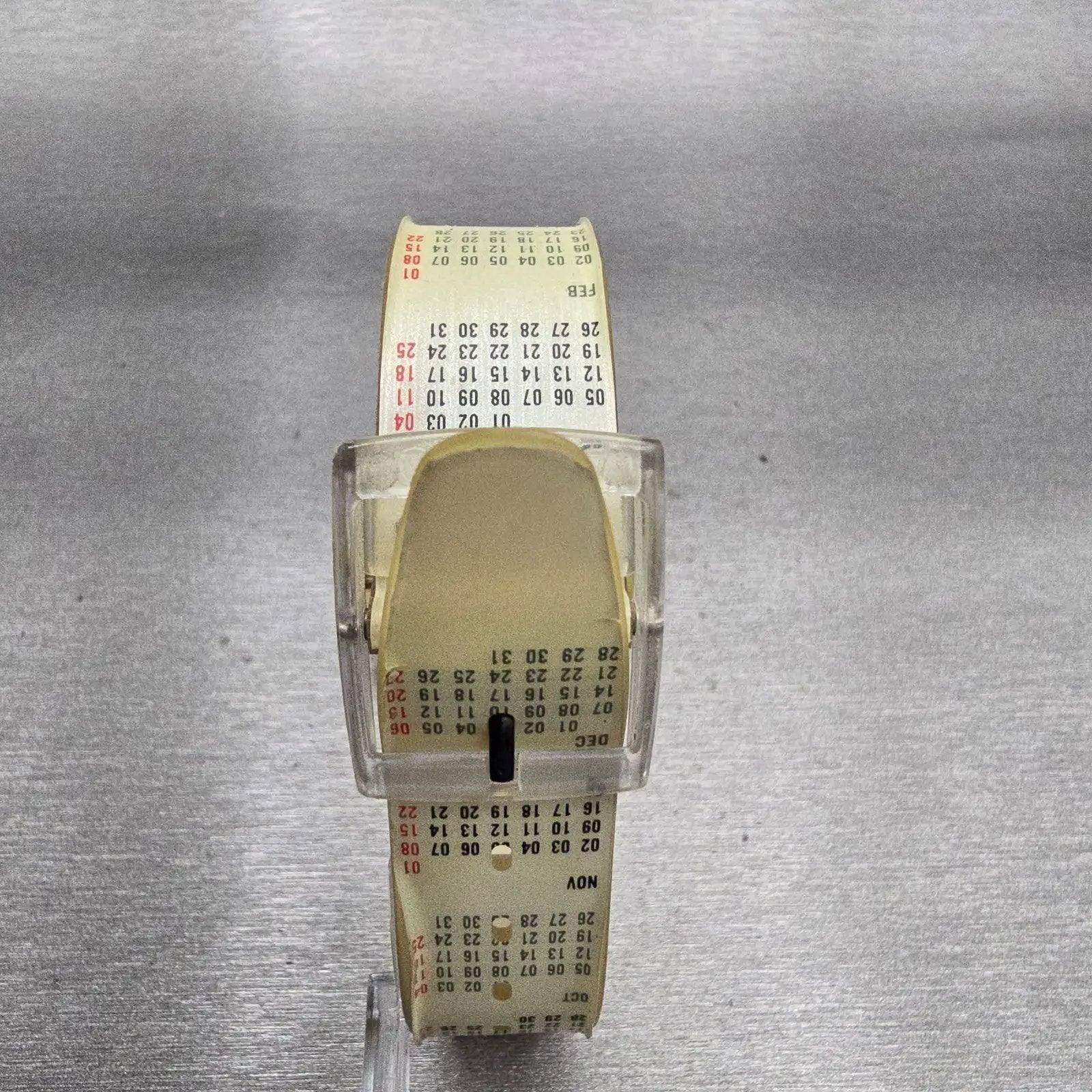 Swatch Gent CALENDARIUM Watch Men White Dial Clear Case Daydate GK726 New Batt7