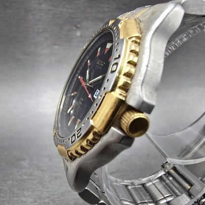 Seiko SQ Sports 150 Dive Watch Men Blue Dial Two Tone Daydate 7N43-6029 PARTS3