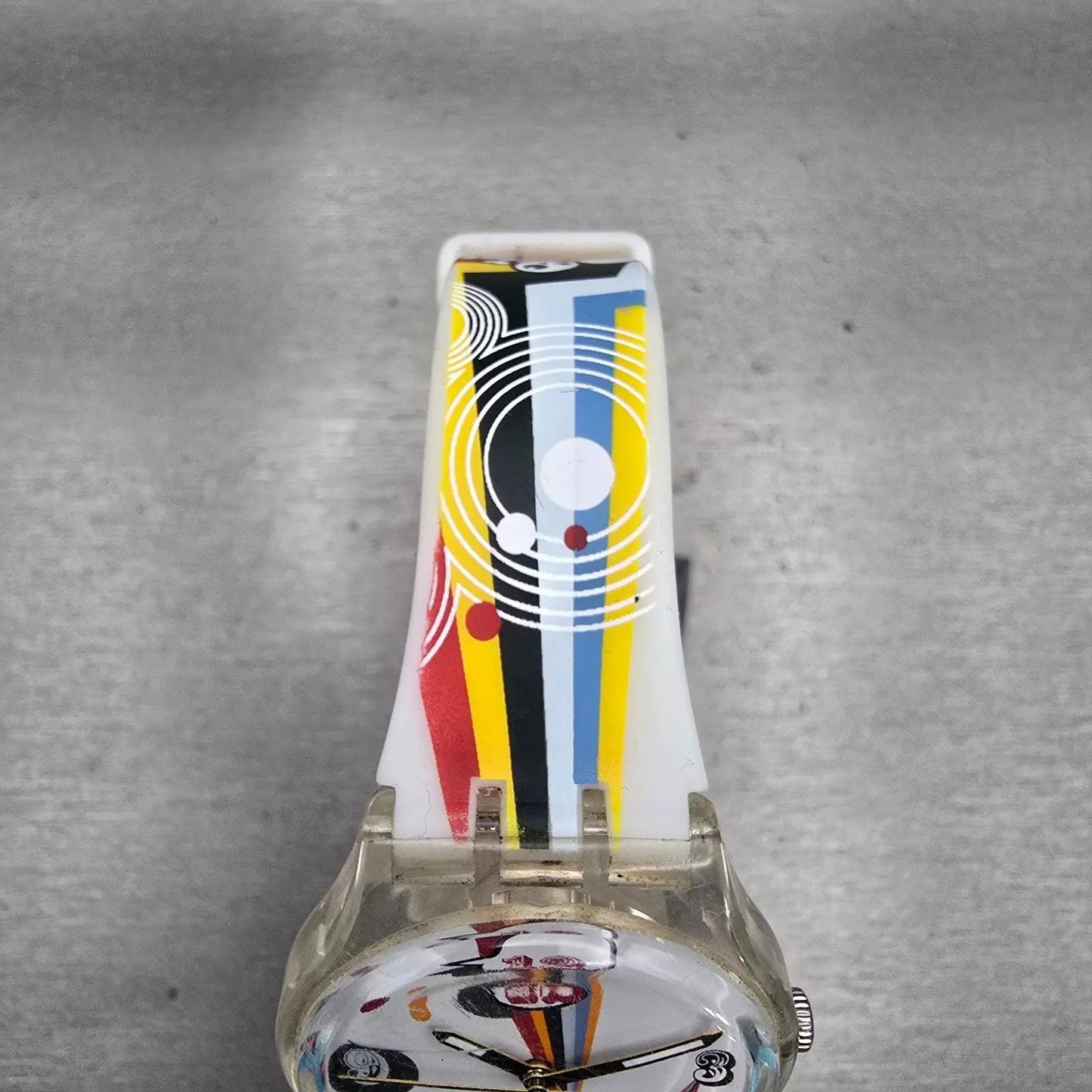 Swatch Gent Crazy Youngsters Watch Men White Dial Clear Case Round GE198 New Bat4