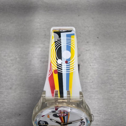 Swatch Gent Crazy Youngsters Watch Men White Dial Clear Case Round GE198 New Bat4