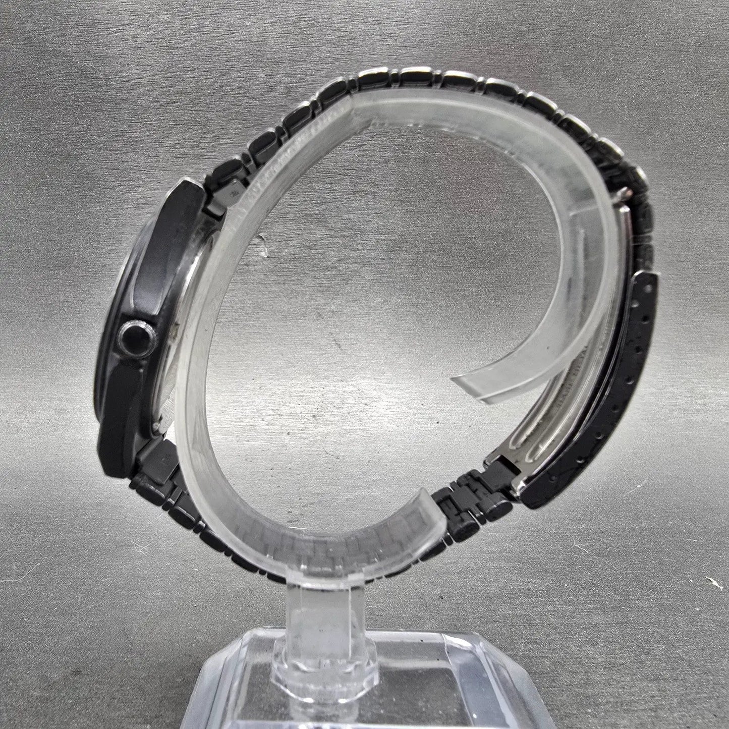 Seiko SQ Watch Men 34mm Black Dial black Tone Daydate Round 8C23-6080 PARTS VTG7