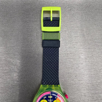Swatch Chrono Grand Prix Watch Men 37mm Blue Dial Yellow Case SCJ101 New Battery4