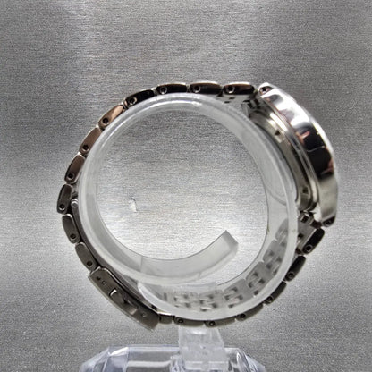 Seiko Solar Watch Women 29mm White Dial Silver Atomic Round 3B21-0AF0 READ!!!9