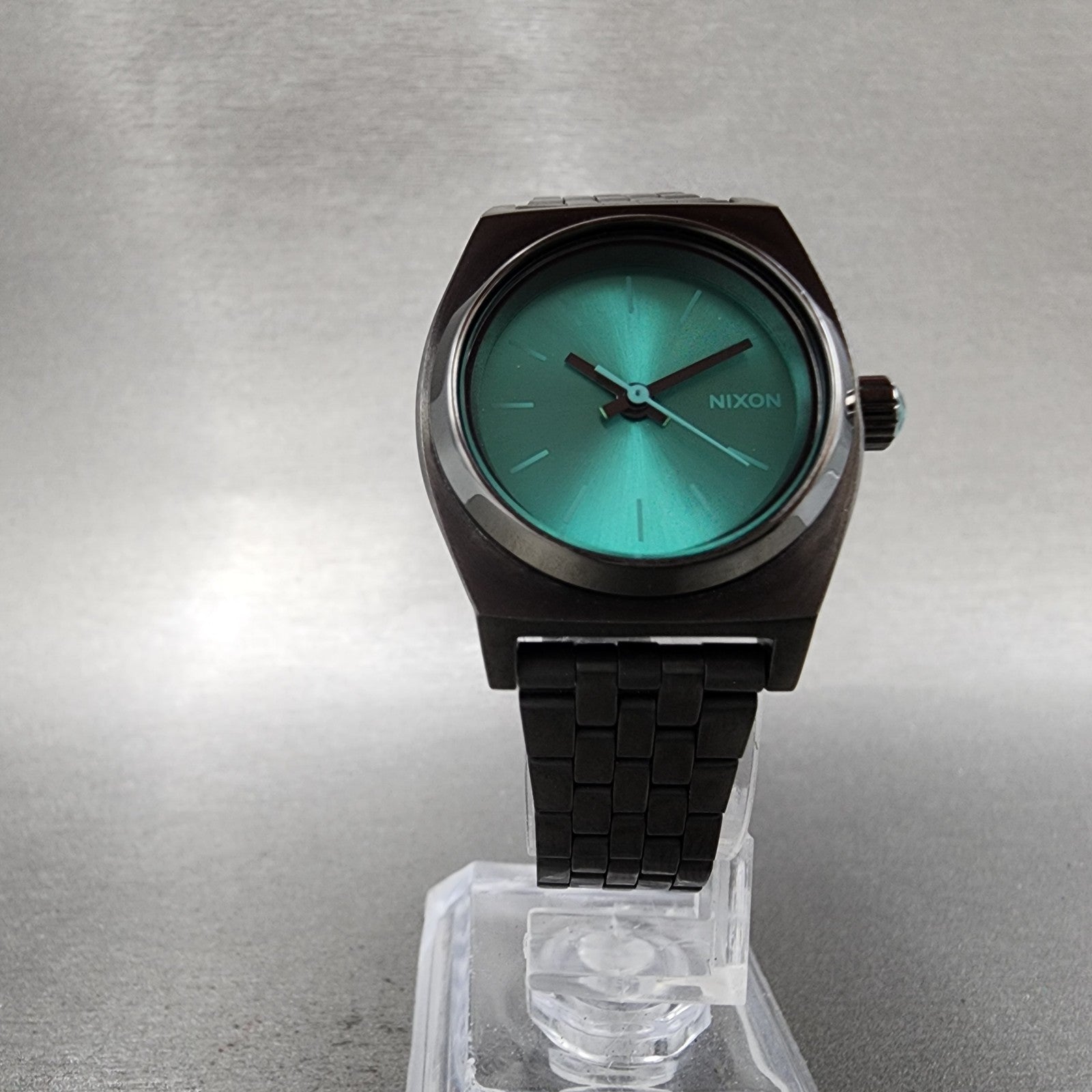 Nixon Time Teller Watch Women 27mm Blue Dial Black Tone Round New Battery5