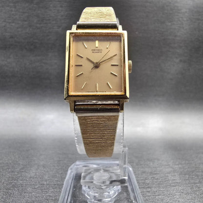 Seiko Tank Watch Women 18mm Gold Dial Gold Tone Rectangle 2C21-5190 New Battery5