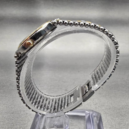 Bulova Watch Women 24mm White Dial Two Tone Diamond Accent Round 98P04 New Batt6