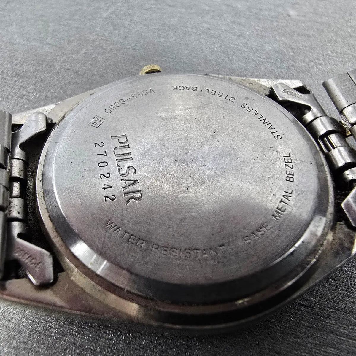 Pulsar President Watch Men 35mm Blue Dial Two Tone Daydate Round V533-8B50 PARTS10