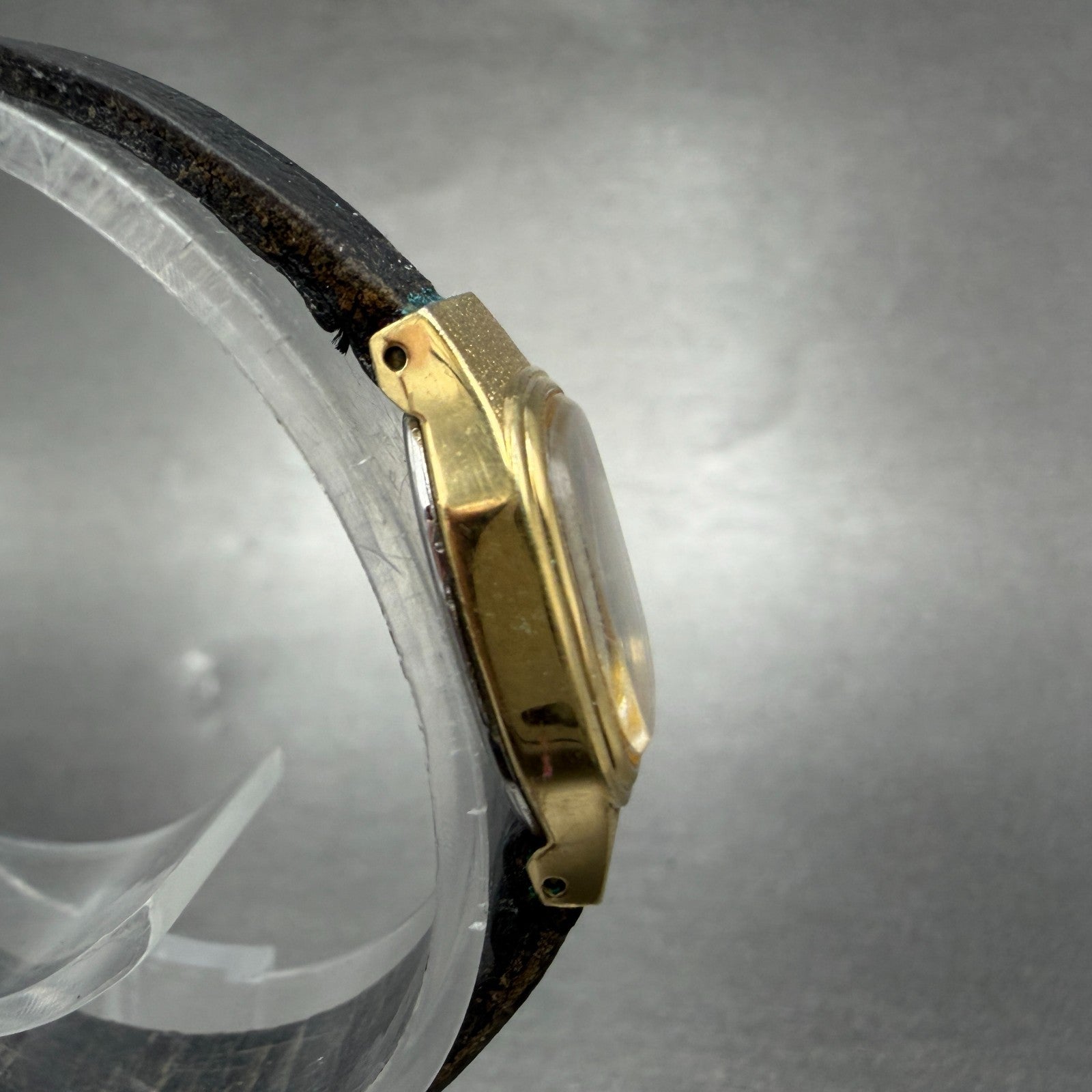 Seiko Watch Women 16mm Black Dial Gold Tone Square 2C20-5770 New Battery VTG3