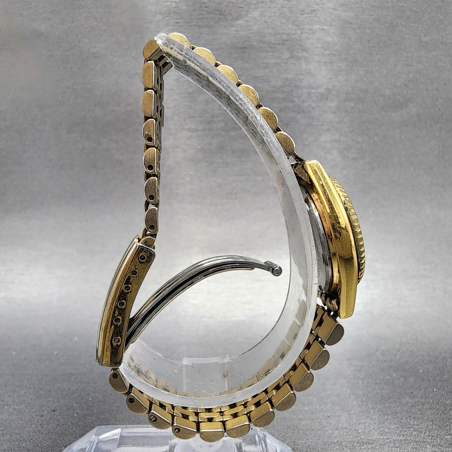 Seiko Watch Women 24mm Gold Dial Gold Tone Daydate Round 7N830041 New Battery8