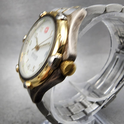 Wenger SAK Design Watch Women 28mm White Dial Two Tone Date Round New BatteryAB11