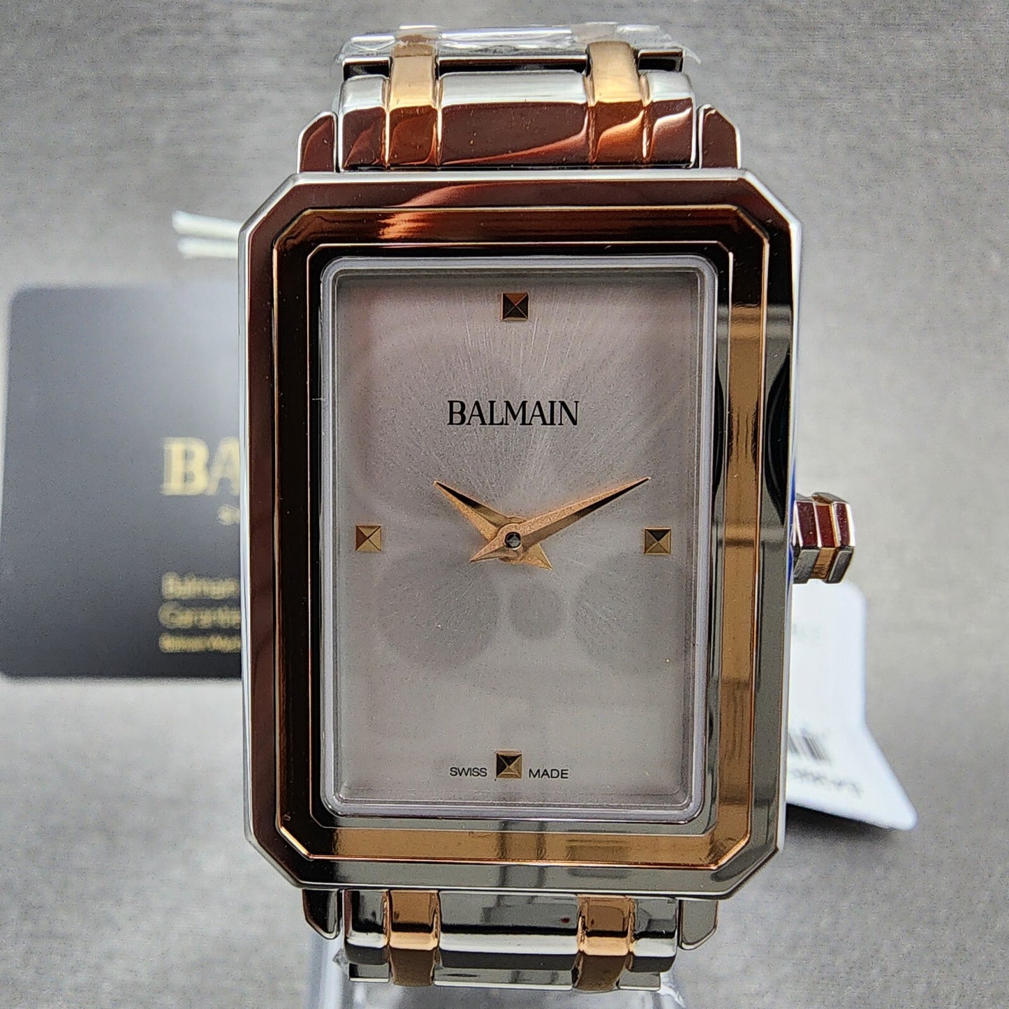 Balmain Beleganza Watch Women 25mm Silve Dial Two Tone Rectangle Rose Gold Tone1