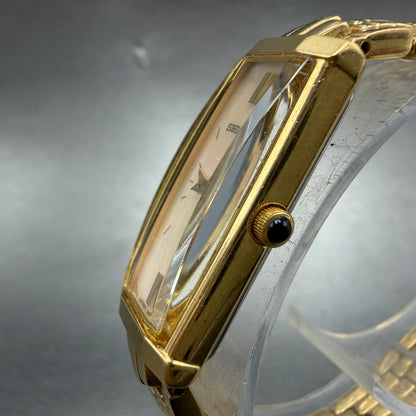 Seiko Tank Watch Women 14mm MOP Dial Gold Tone Rectangle 2e20-7609 New BatteryAB2