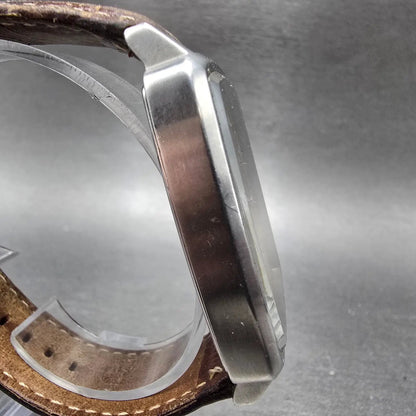 Fossil Tank Watch Men 36mm Brown Dial Silver Tone Date Rectangle FS-4048 New Bat3