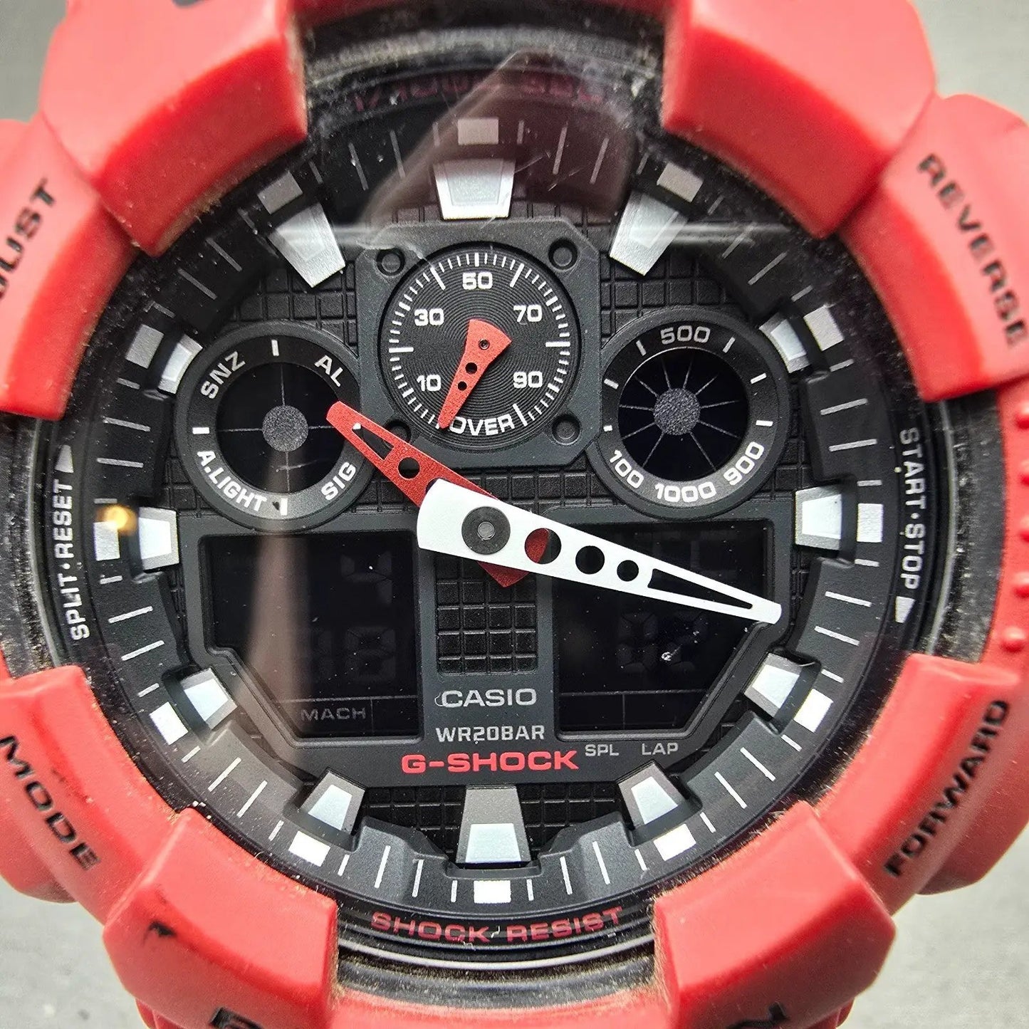 Casio G-Shock GA-100B Watch Men 51mm Red Black Alarm Chrono Analog Digital READ!1