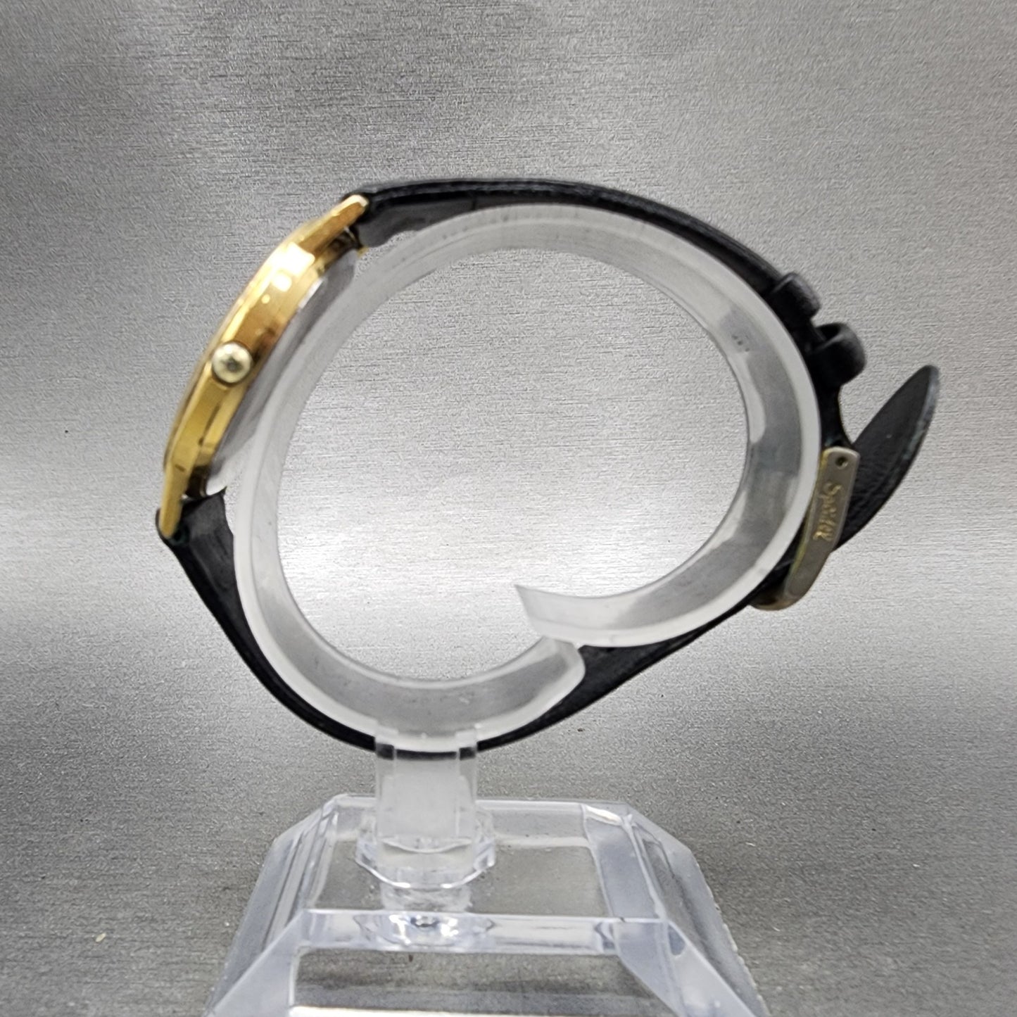 Seiko Watch Men 32mm Black Dial Gold Tone Round 26200209 New Battery VTG6