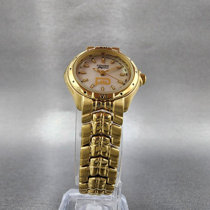 Citizen Elegance Watch Women 24mm MOP Dial Gold Tone Hexagon 6031S49364 New Bat5