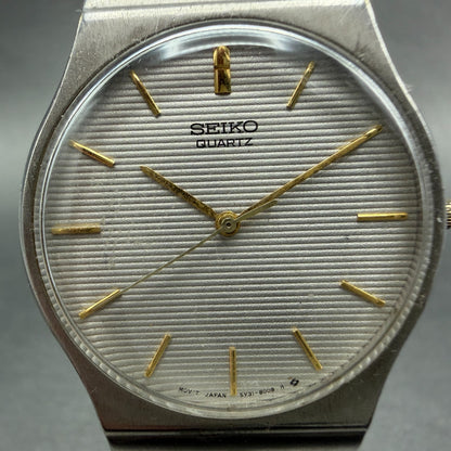 Seiko Watch Men 32mm Silver Dial Silver Tone Round 5Y31-8019 New Battery VTG1