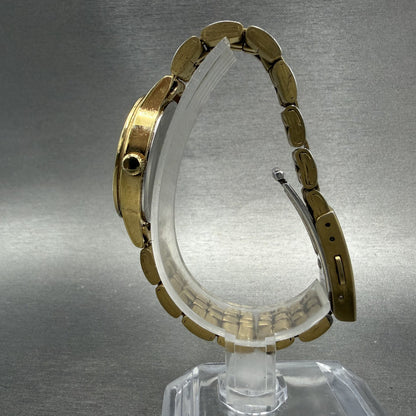 Seiko Watch Women 29mm Black Dial Gold Tone Date Round 6N22-00A0 New Battery AB6
