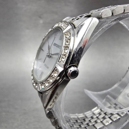 Seiko Solar Watch Women 25mm MOP Dial Silver Tone Round V117-0AN0 PARTS3