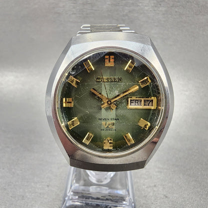 Citizen Seven Star V2 Watch Men 38mm Green Dial Steel Daydate 4771150K PARTS0