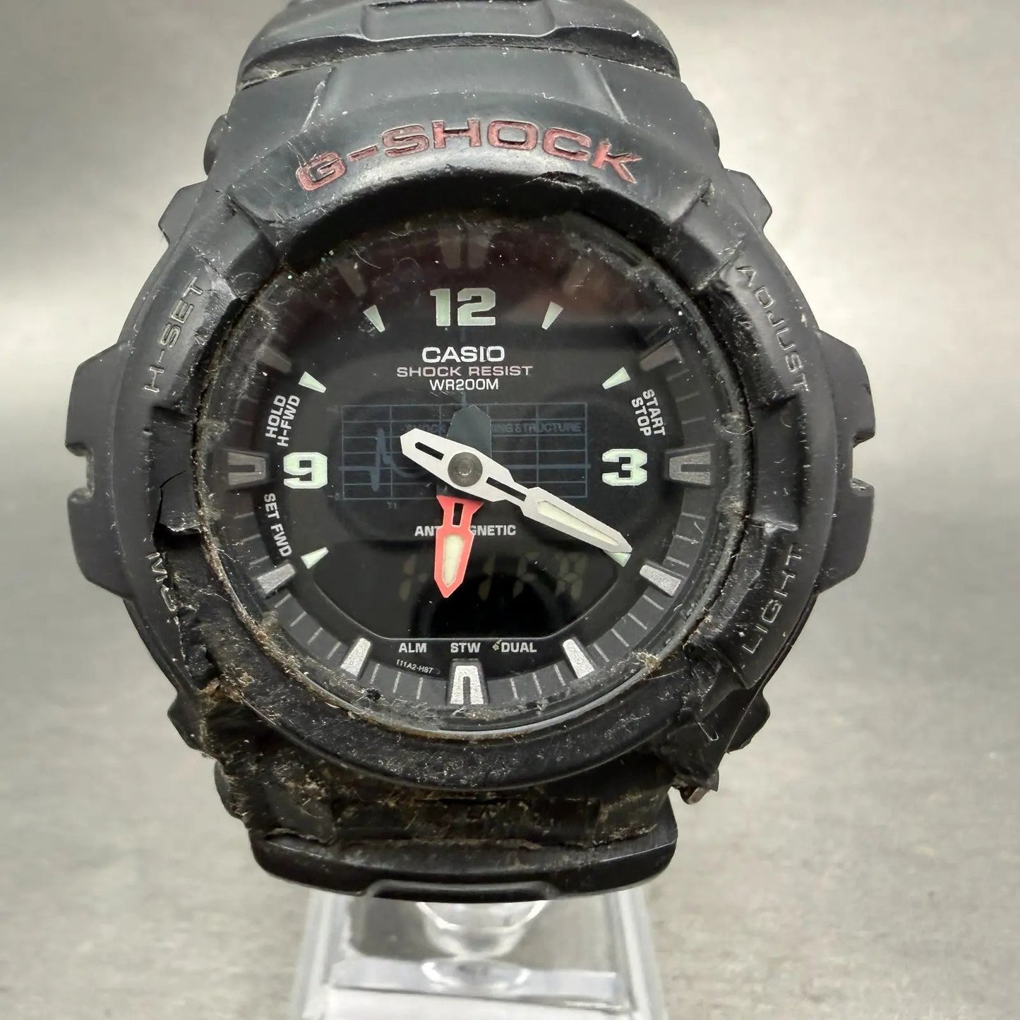 Casio G-Shock G-100 Watch Men 48mm Analog Digital Black Tone Round READ! New Bat0