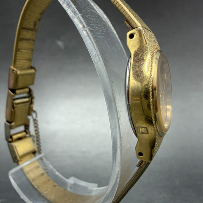 Seiko Watch Women 18mm Gold Dial Gold Tone Round Vintage V401-0250 New Battery W3