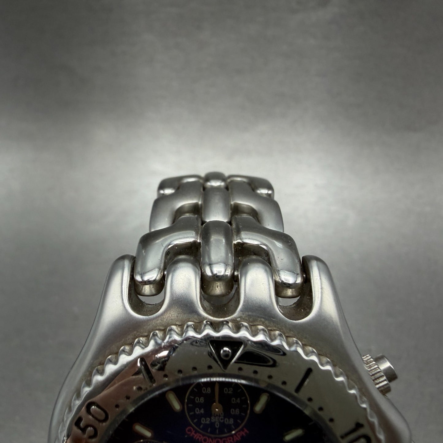 Elgin Chrono Watch Men 39mm Blue Dial Silver Tone Date Round FK-667 New Battery4