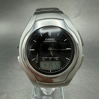 Casio AW-E10 Watch Men 37mm Black Dial Silver Tone Analog Digital new battery AB2