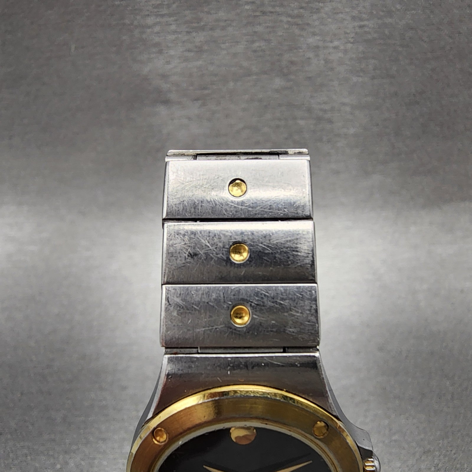 Movado Museum Watch Women 25mm Black Dial Two Tone Round 81.36.816.02 New Batt4