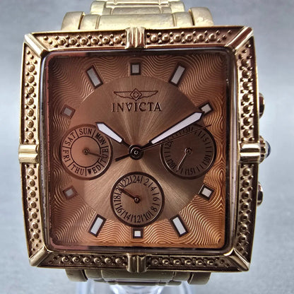 Invicta WildFlower Watch Women 33mm Rose Dial Rose Gold Tone Daydate New Battery1