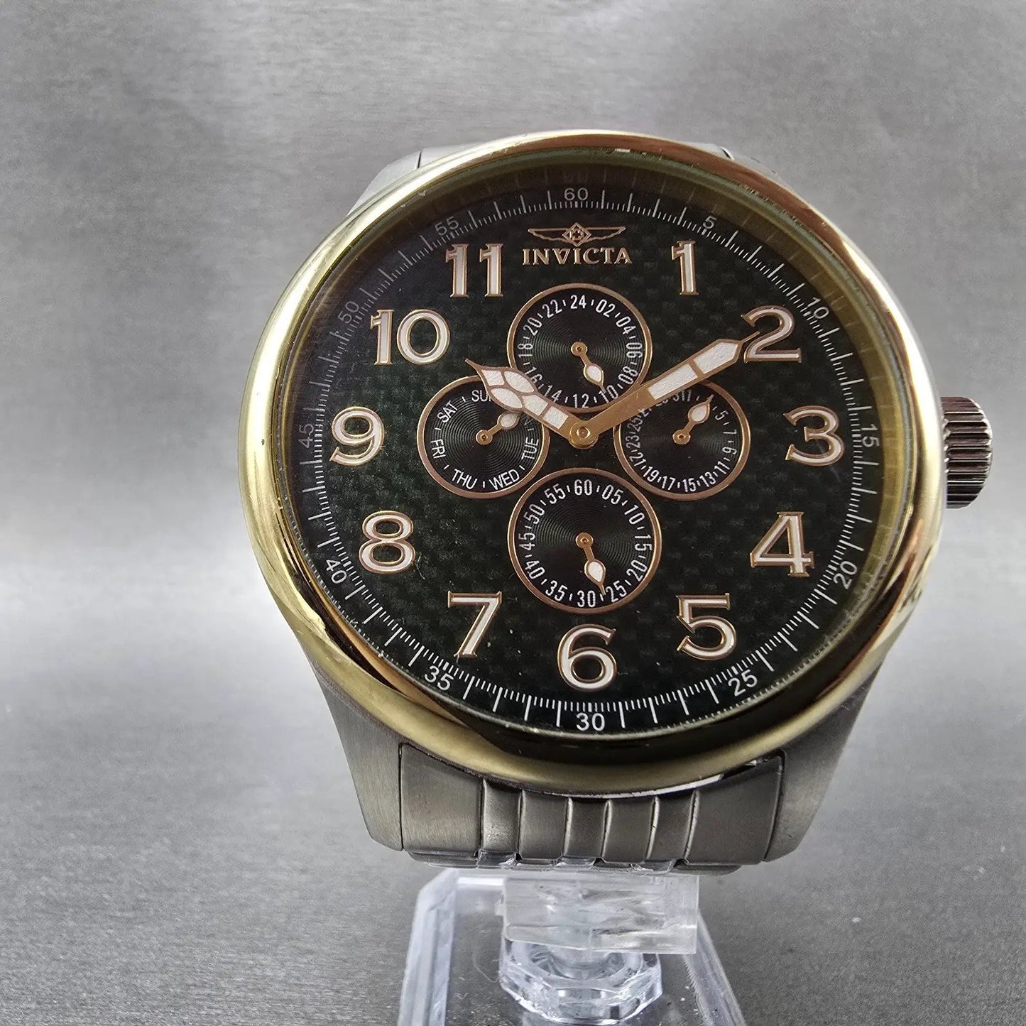 Invicta Watch Men 48mm Green Dial Two Tone Daydate Round 18667 New Battery5