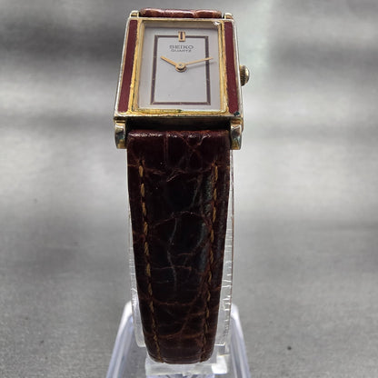 Seiko Watch Women 17mm White Dial Two Tone Rectangle 7320-520A New Battery VTG5