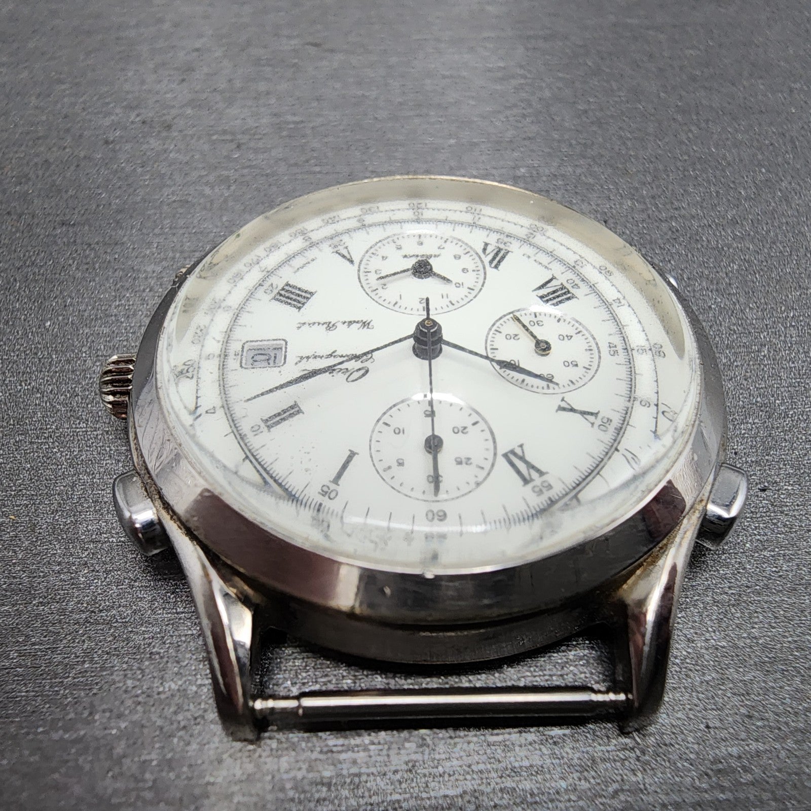 Orient Chronograph Watch Men 39mm White Dial Silver Tone Date Alarm READ!!!!!!!!4