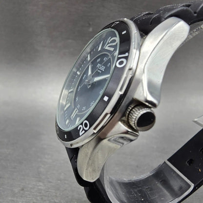 Fossil Dive Watch Men 38mm Black Dial Silver Tone Date Round AM-4264 New Battery2