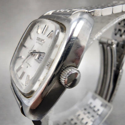 Seiko Automatic Watch Women 23mm White Dial Silver Tone Daydate 27063030 READ!!2