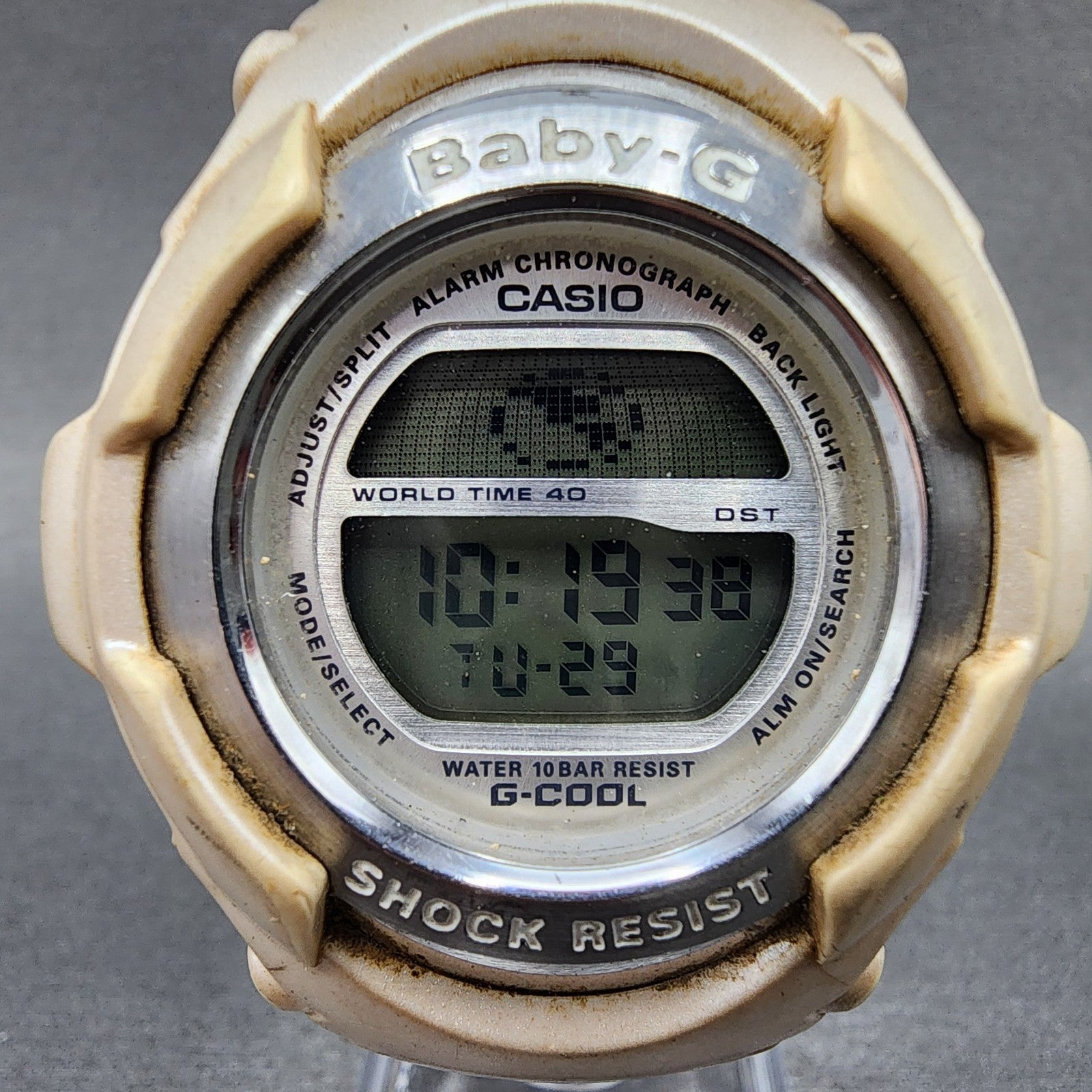 Casio BabyG BGC110 Watch Women 42mm Digital White Tone Round Alarm New Battery1