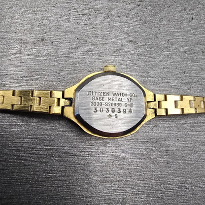 Citizen CQ Watch Women 17mm Black Dial Gold Tone Rectangle 3220-S20889 New Batt10