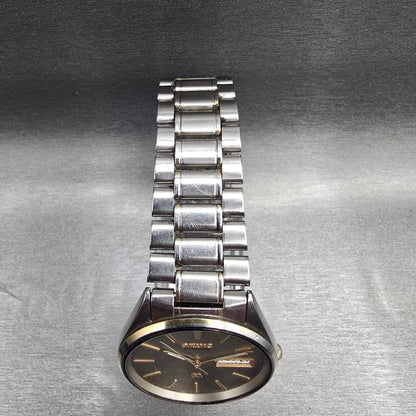 Seiko SQ Mens Watch 34mm Silver Dial Two Tone Daydate Round 8123-8009 New Batt4