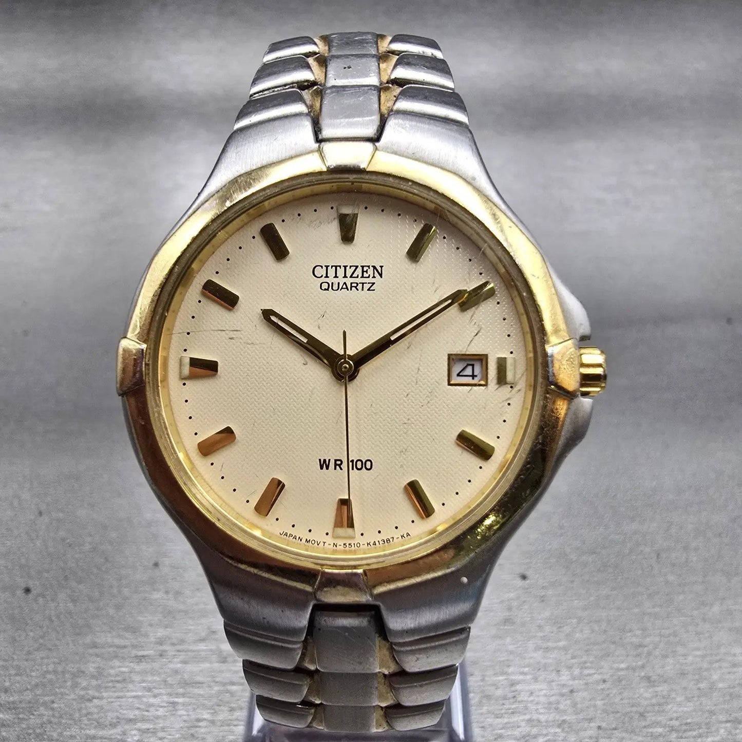 Citizen Watch Men 36mm Cream Dial Two Tone Date Round 5510-K12991 New Battery0