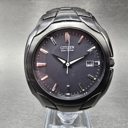 Citizen Eco-Drive Watch Men 38mm Black Dial Black Tone Date E111-S063426 Runs BK0